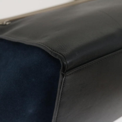 Celine Hand Bag Leather Suede Gray Navy  am2375g