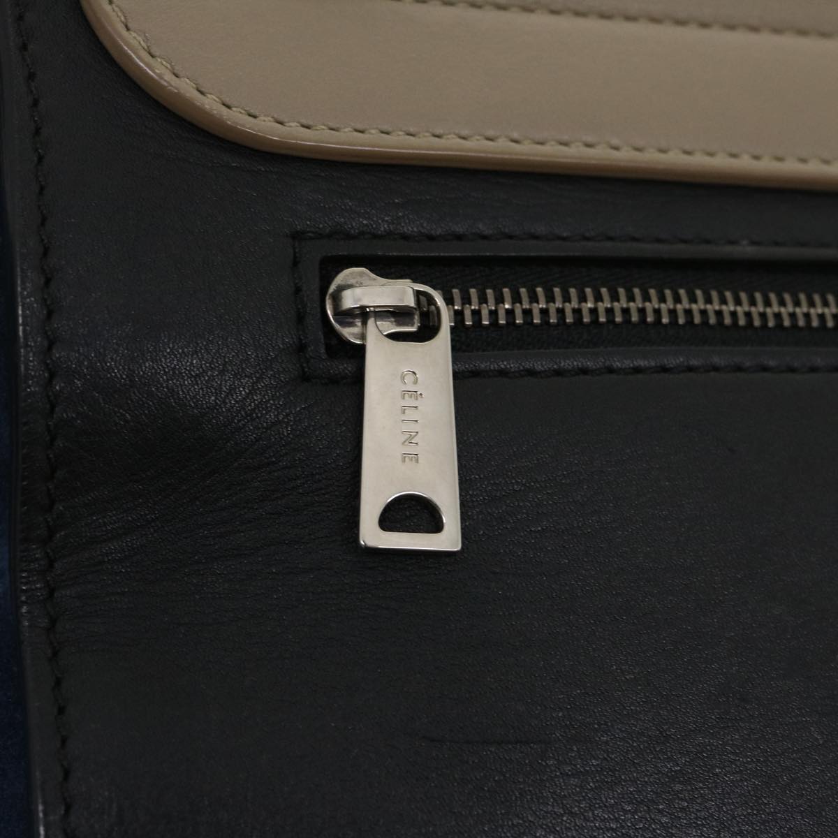 Celine Hand Bag Leather Suede Gray Navy  am2375g