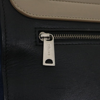 Celine Hand Bag Leather Suede Gray Navy  am2375g