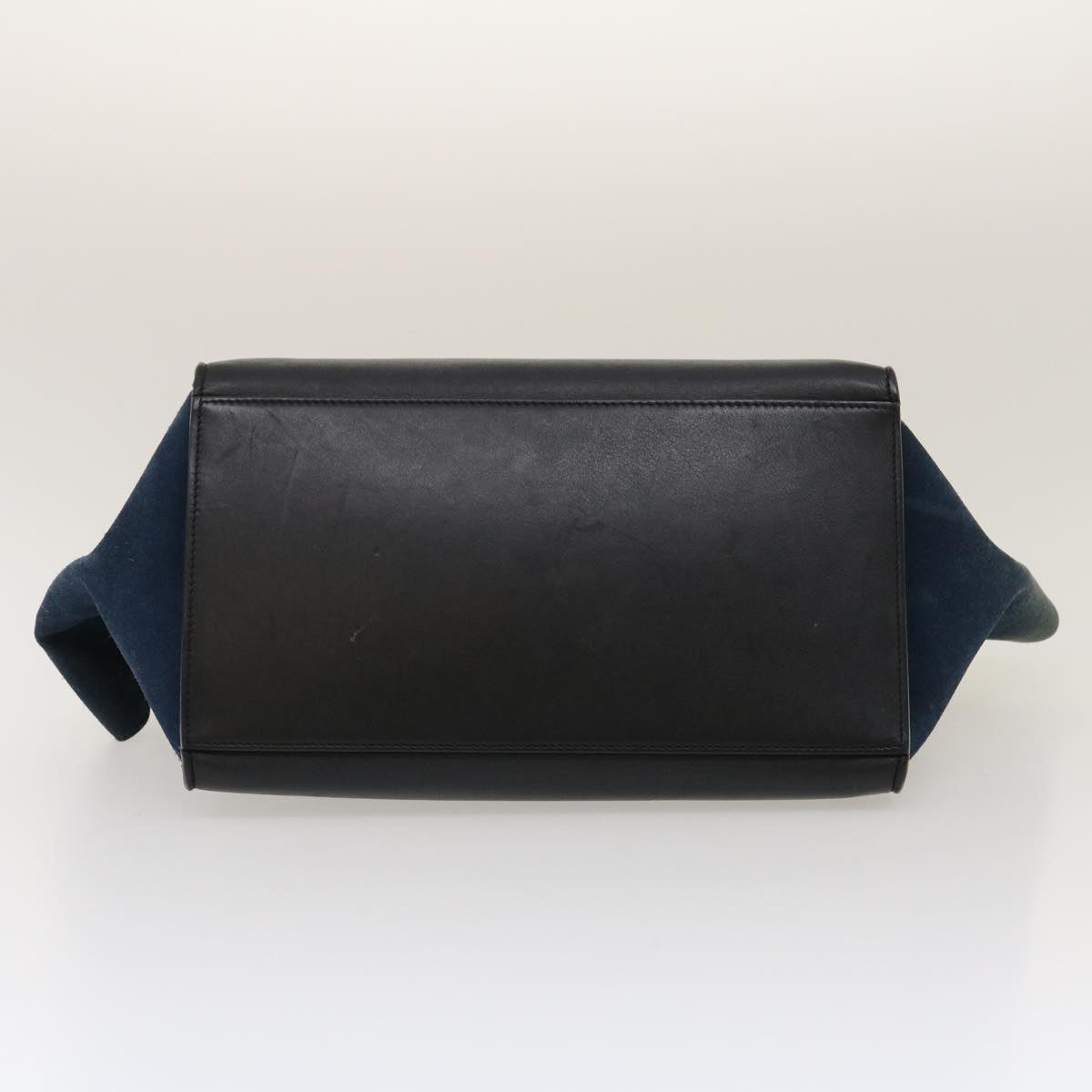 Celine Hand Bag Leather Suede Gray Navy  am2375g