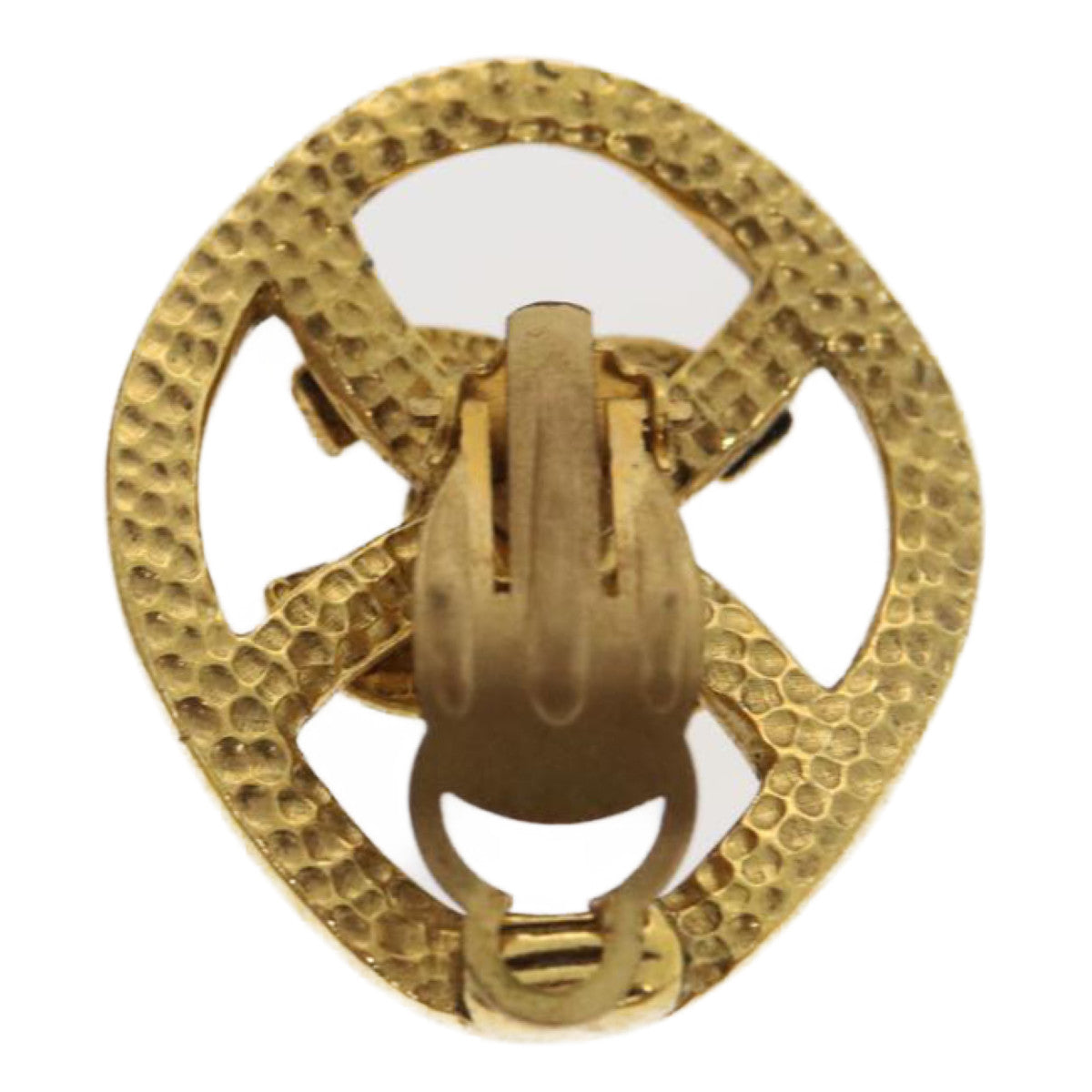 Chanel COCO Mark Clip-on Earring Gold Tone CC Auth amgA