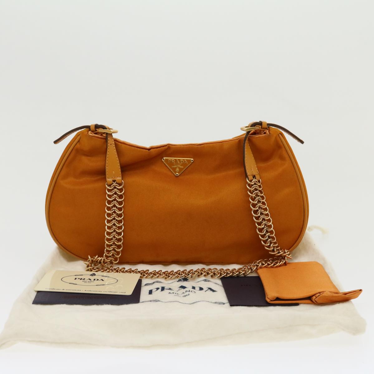 Prada Chain Shoulder Bag Nylon Orange  am2666gA