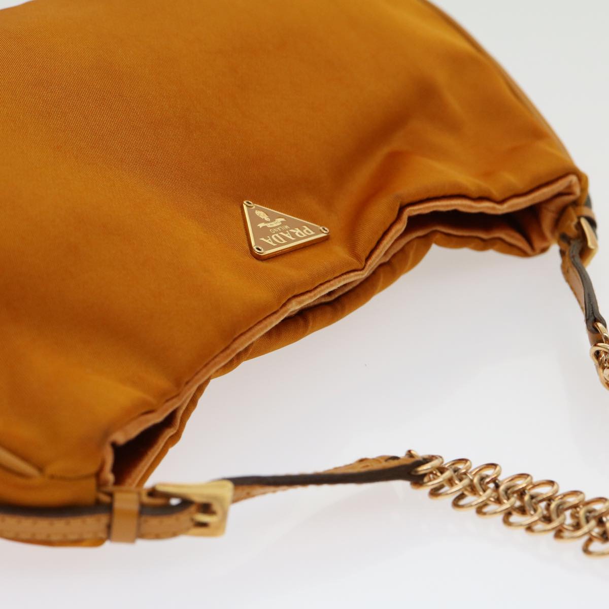 Prada Chain Shoulder Bag Nylon Orange  am2666gA