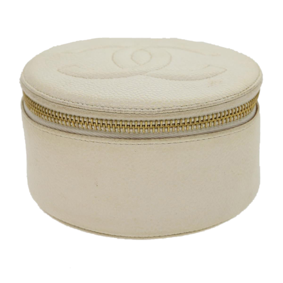 CHANEL Accessory Case Caviar Skin White CC   am2700gA