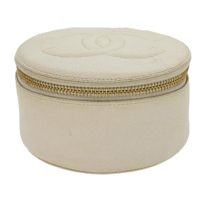 CHANEL Accessory Case Caviar Skin White CC   am2700gA