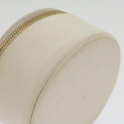 CHANEL Accessory Case Caviar Skin White CC   am2700gA