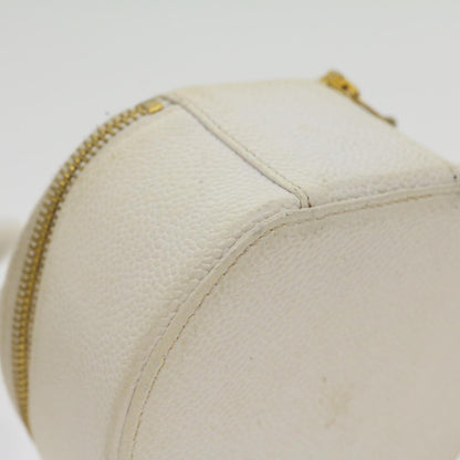 CHANEL Accessory Case Caviar Skin White CC   am2700gA