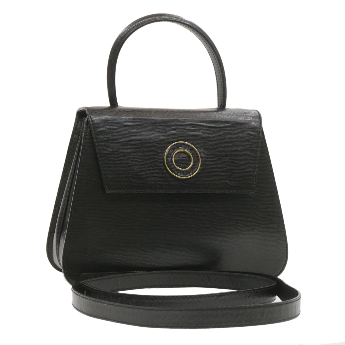 Celine Hand Bag Leather 2Way Black  am376g