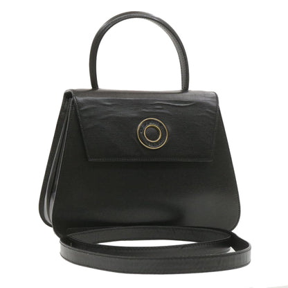 Celine Hand Bag Leather 2Way Black  am376g