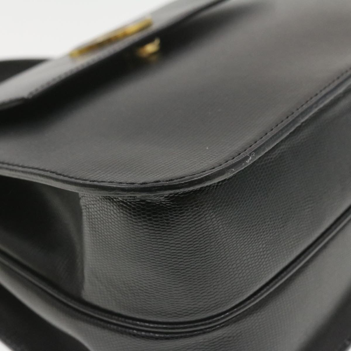 Celine Hand Bag Leather 2Way Black  am376g