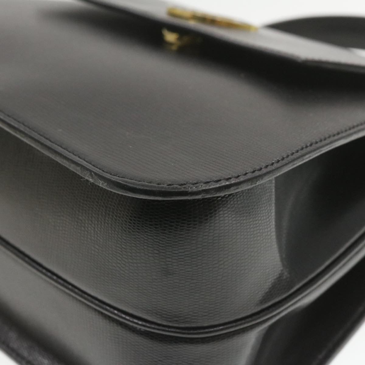 Celine Hand Bag Leather 2Way Black  am376g