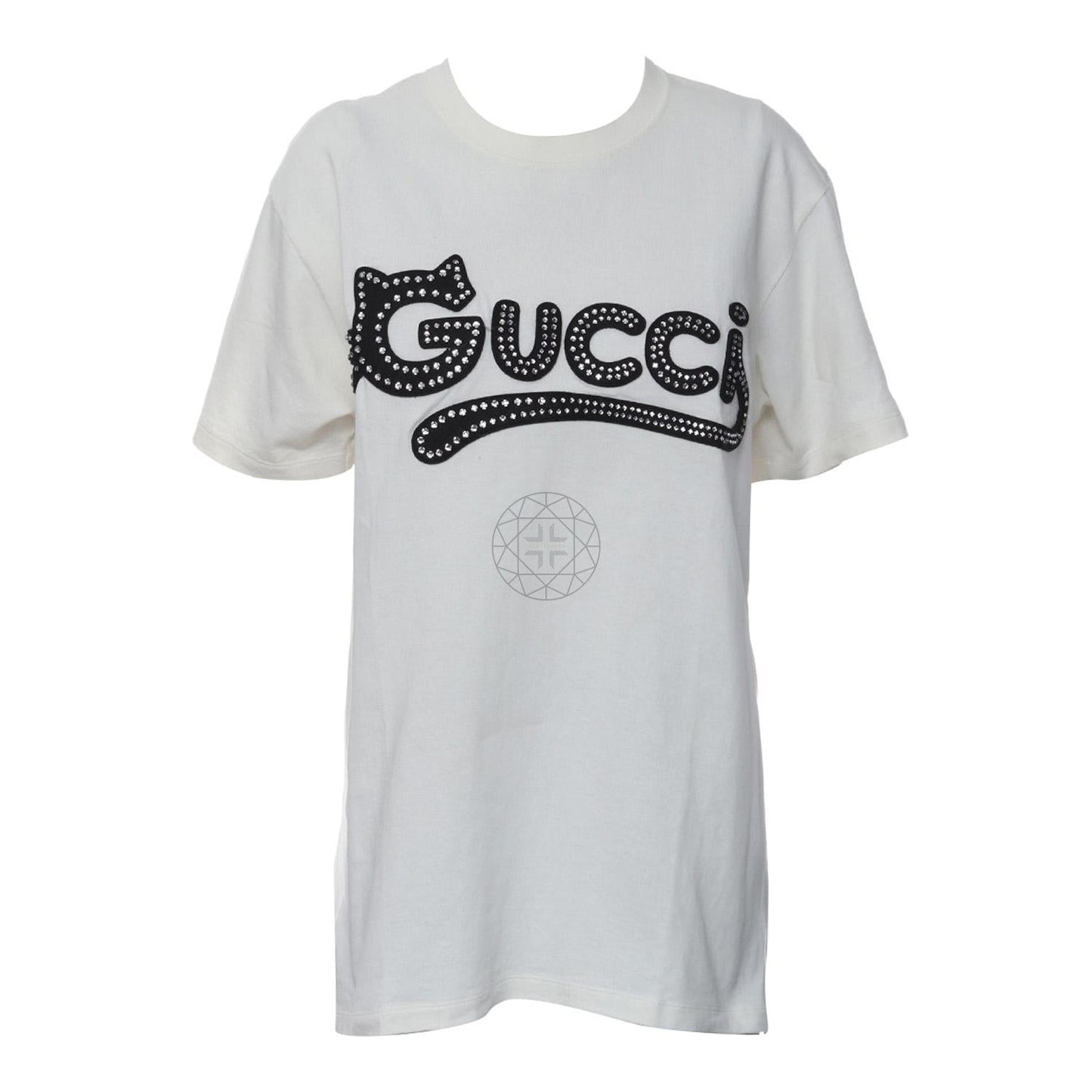 Cat Logo-Print Embellished Cotton Tshirt