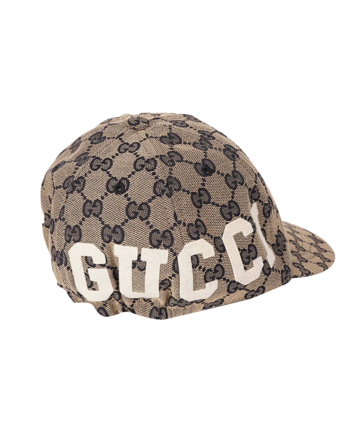 Gucci Navy & Beige GG Felt Logo Soft Baseball Hat ABL0024
