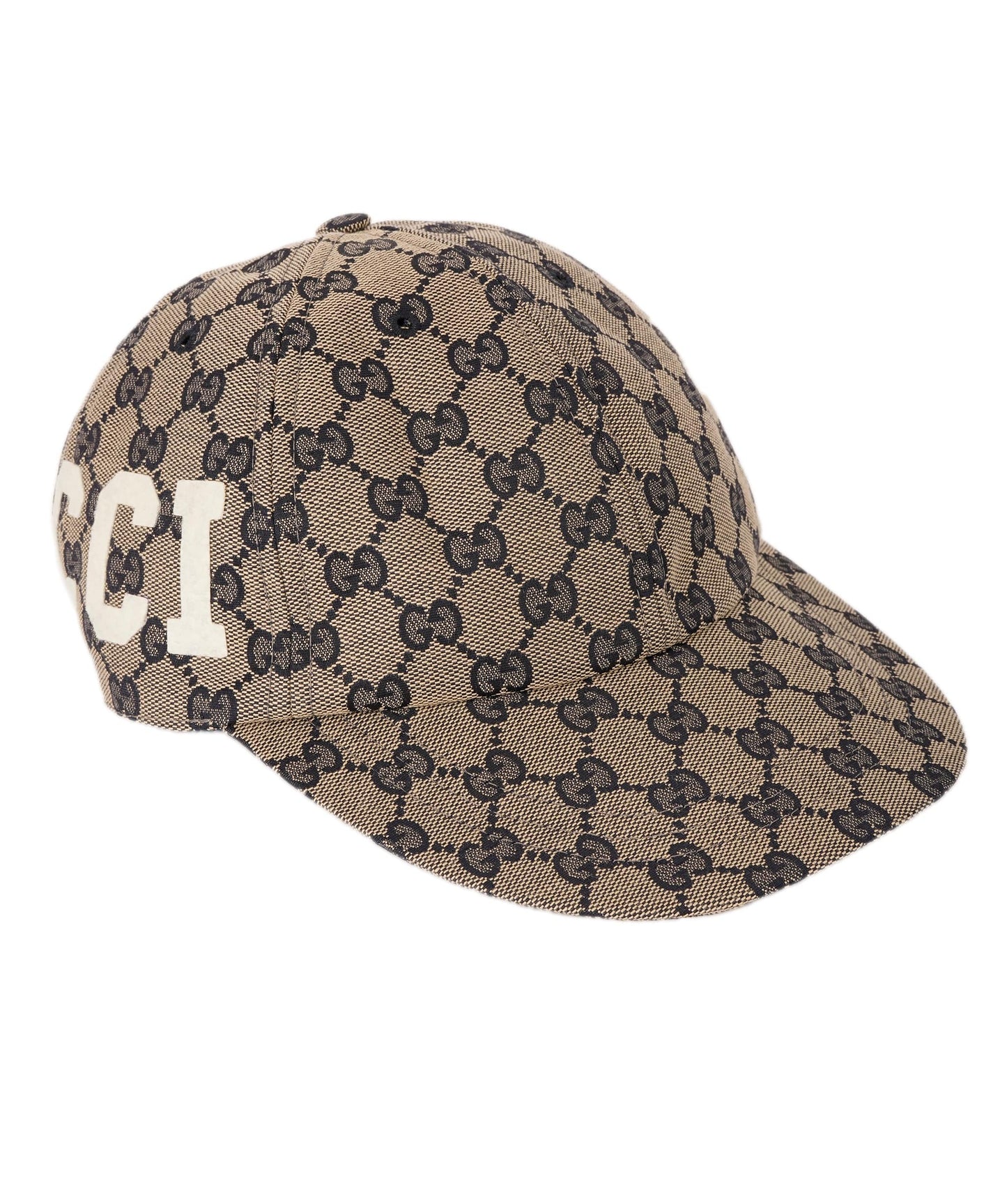 Gucci Navy & Beige GG Felt Logo Soft Baseball Hat ABL0024