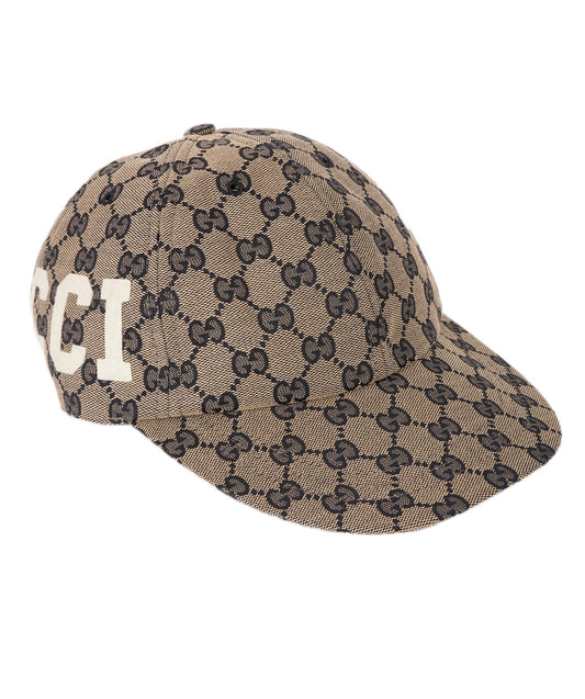 Gucci Navy & Beige GG Felt Logo Soft Baseball Hat ABL0024