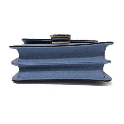 Blue Leather Marmont Interlocking GG Crossbody Bag