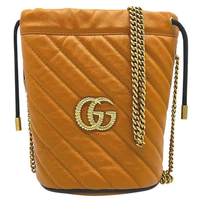 Gucci Bucket Marmont Gg Torchon Mini Brown Leather Shoulder Bag