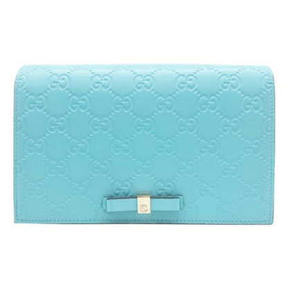 Gucci Chain Guccissima Bow Blue Signature Leather Shoulder Bag