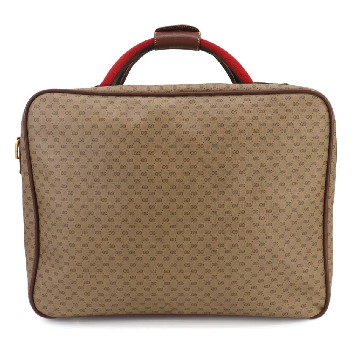 GUCCI GG Plus Boston Shoulder Bag PVC Leather Beige Brown Sherry Line 90256266