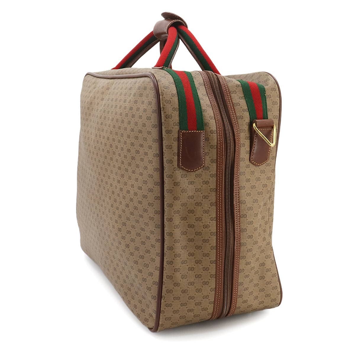 GUCCI GG Plus Boston Shoulder Bag PVC Leather Beige Brown Sherry Line 90256266