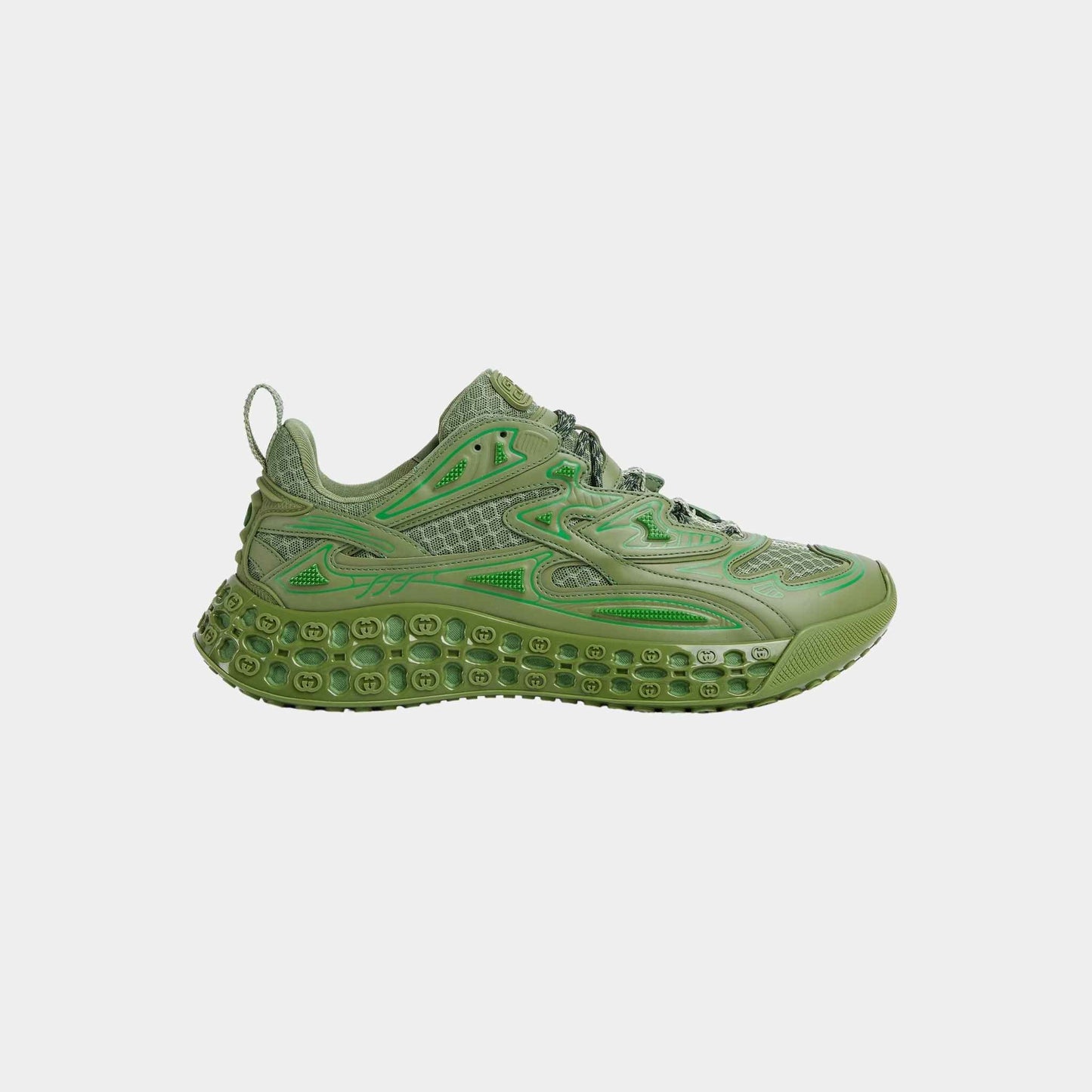 Gucci Cub3D Trainer Demetra With Bi-Material Sole, Green, Side