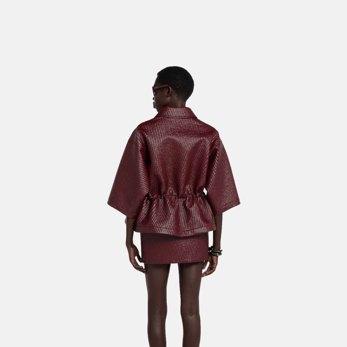 Diagonal Wool Short Sleeve Jacket