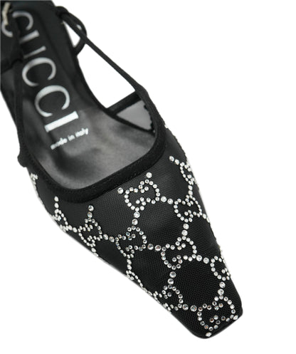 Gucci GG Diamonte Black Flats 37.5  ALC2645