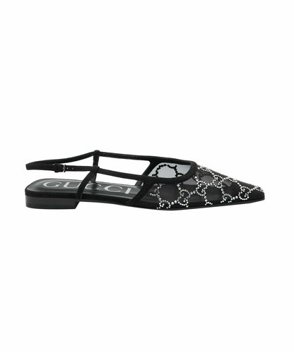 Gucci GG Diamonte Black Flats 37.5  ALC2645