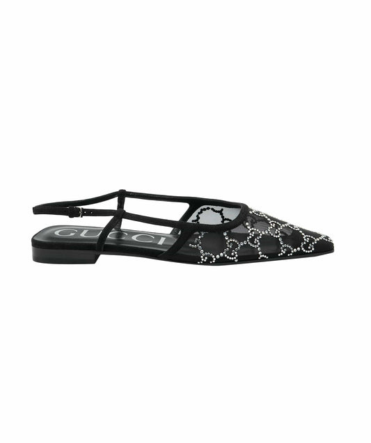 Gucci GG Diamonte Black Flats 37.5  ALC2645