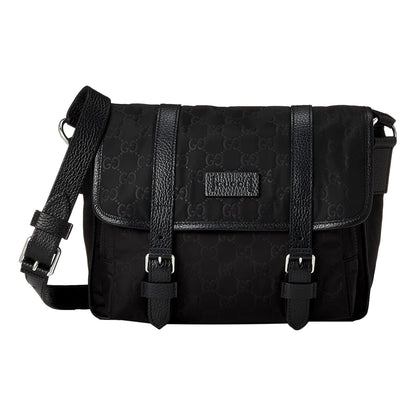 Gucci GG Logo Black Nylon Small Messenger Bag 510335