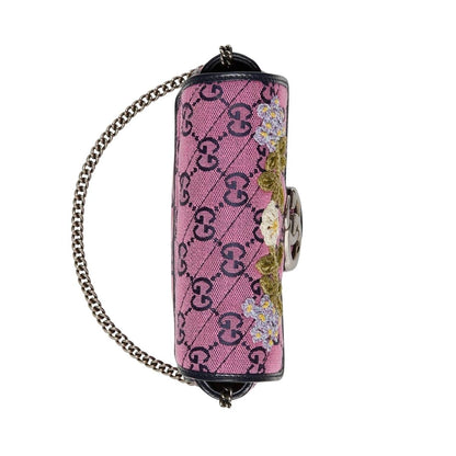 GG Marmont Pink Embroidery Super Mini Bag
