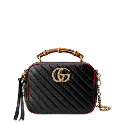 Gucci-GG Marmont Small Matelassé Shoulder Bag with Bamboo Handle - Runway Catalog