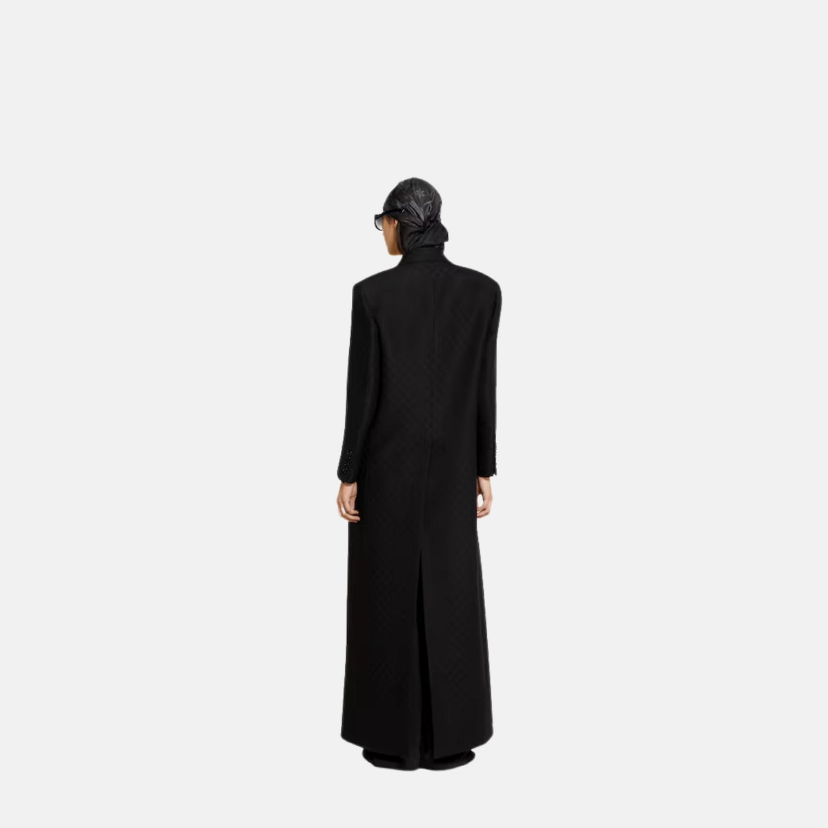 GG Silk Wool Crepe Double Breasted Coat