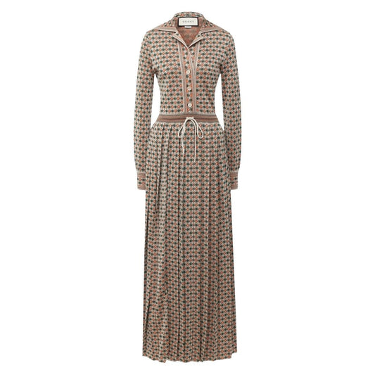 Gucci-Gucci Long Square G Lamé Dress - Runway Catalog