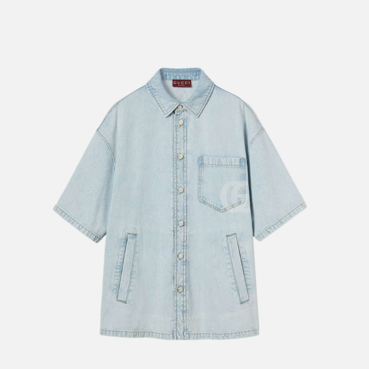 Gucci Lasered Denim Shirt With Double G Logo, Front