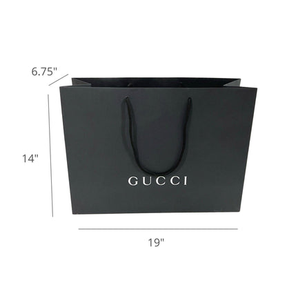 Gucci Shopping Gift Bag Designer Logo Packaging Black Paper Medium Size