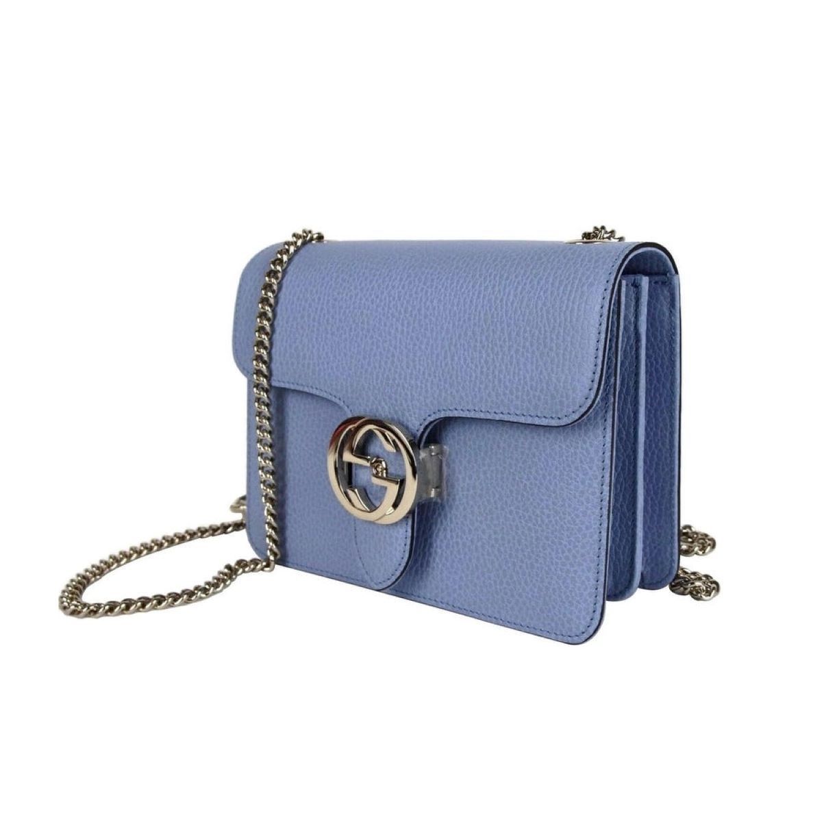 Gucci Icon GG Interlocking Mineral Blue Calf Leather Crossbody Bag