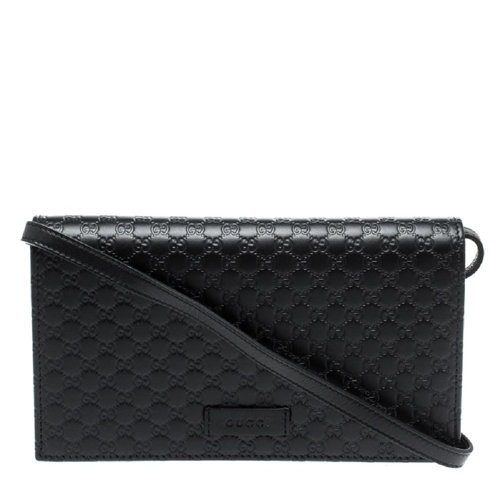 Gucci Microguccissma Black Wallet Crossbody Handbag 466507