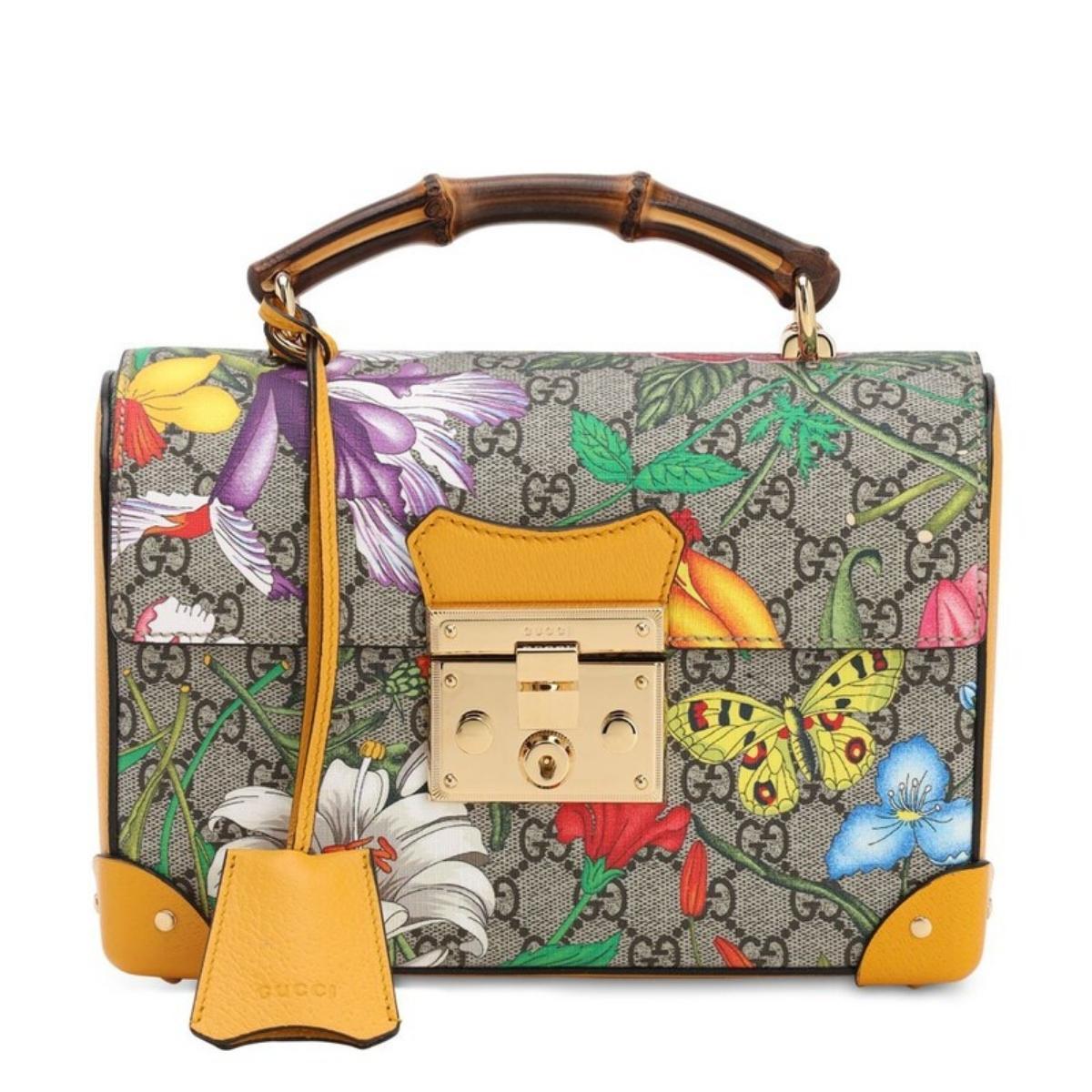 Gucci-Multicolor Small GG Flora Bamboo Padlock Bag - Runway Catalog