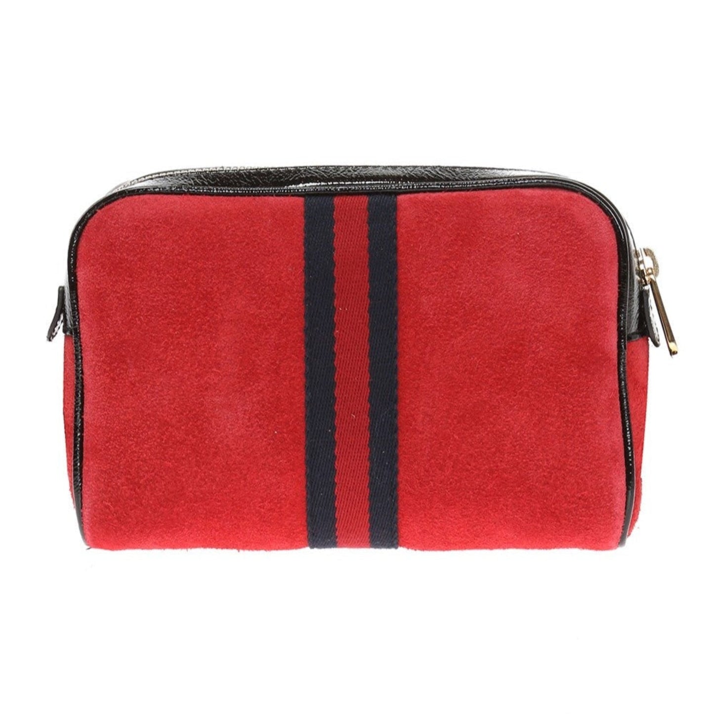 Gucci Ophidia Red Suede Patent Web Mini Shoulder Bag