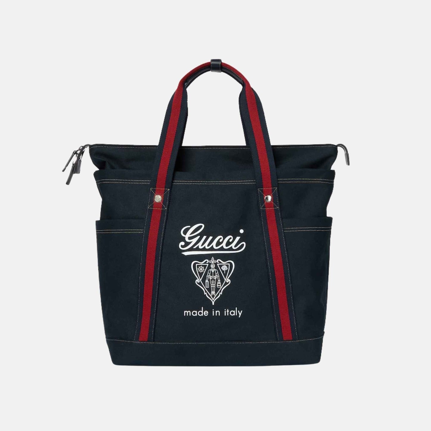 Gucci Printed Canvas Large Tote Bag, Blue, Front