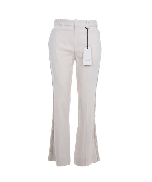 Gucci Cream Lace Detailed Trousers  ALC2686