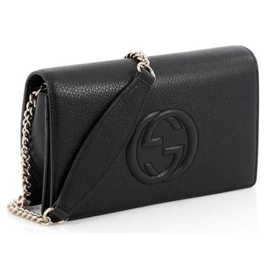 Gucci Soho Wallet on Chain Black Leather Cross Body Bag