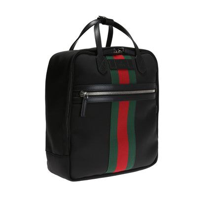 Gucci Techno Black Canvas Web Stripe Backpack 619748