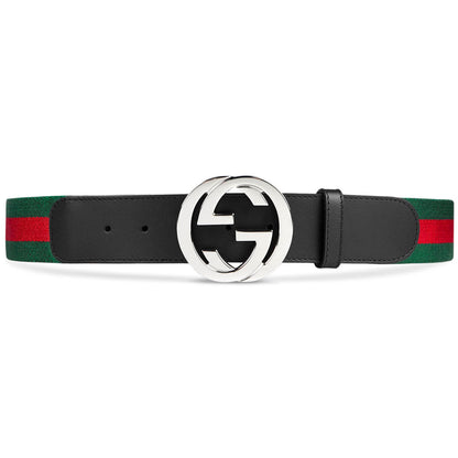 Gucci Green & Red Web Belt with G Buckle