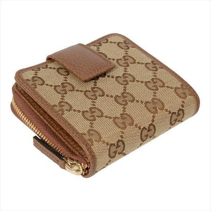 Gucci Beige Original GG Canvas Brown Leather Trim Wallet 346056