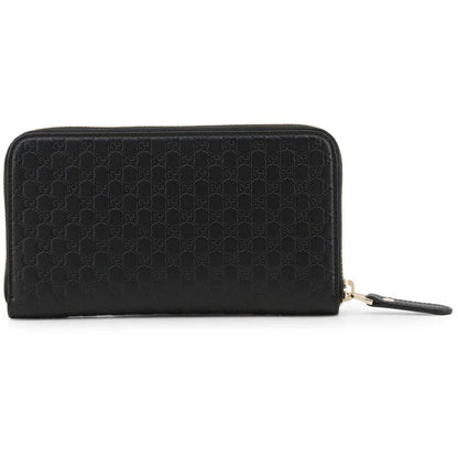 Gucci Microguccissima GG Black Leather Zip Around Continental Wallet