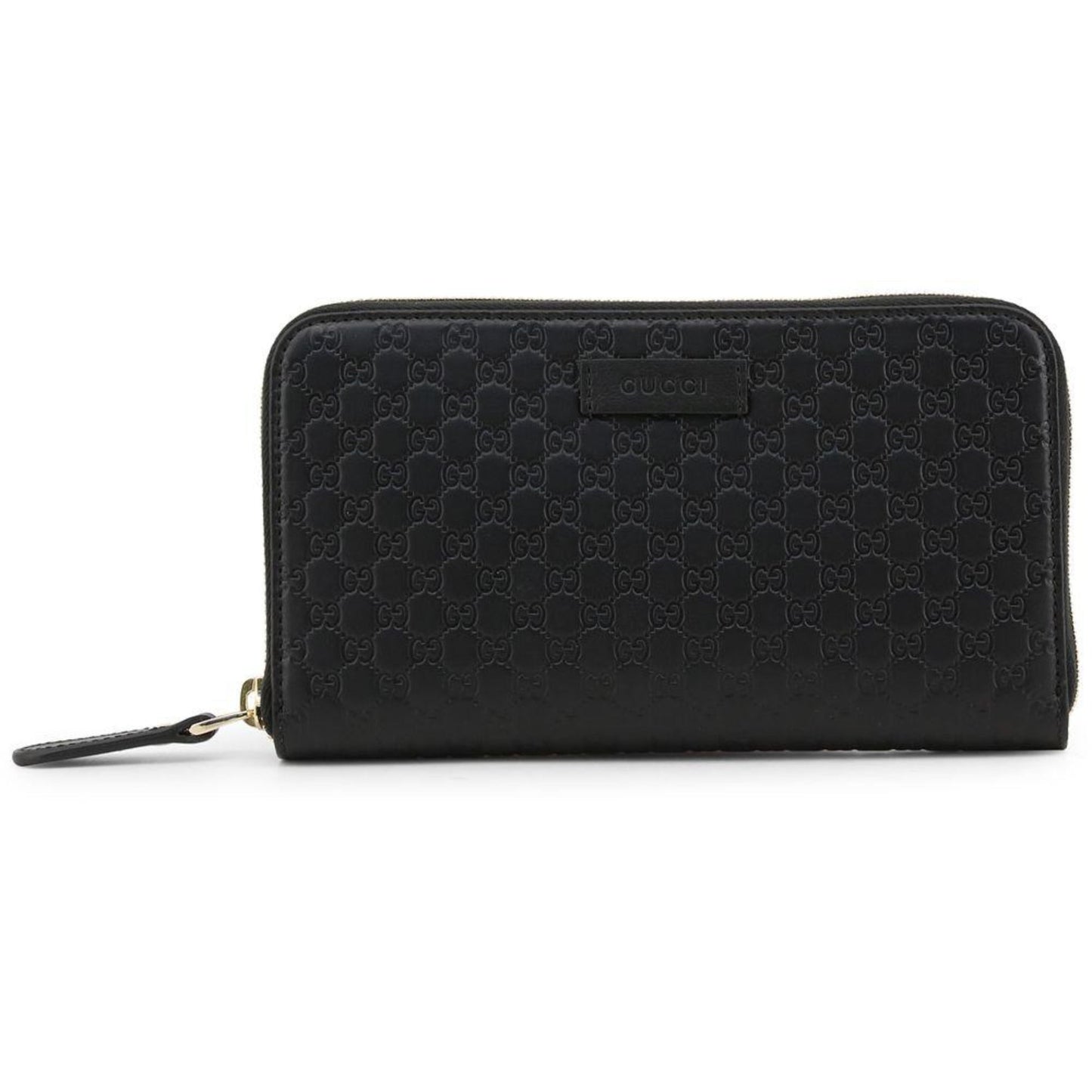 Gucci Microguccissima GG Black Leather Zip Around Continental Wallet