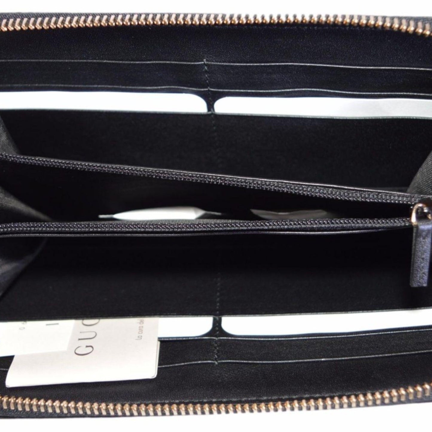 Gucci Microguccissima GG Black Leather Zip Around Continental Wallet