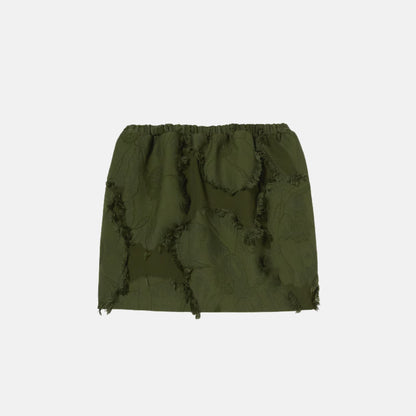 Gucci Wool Blend Fil Coupe Mini Skirt, Green, Front